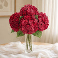 4 Pcs Real Touch Hydrangea Artificial Flowers, 21" Fake Flowers, Dark Red by Yastouay