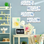 Riletese 4 Pcs Blue Flower Coquete Bow Room Decor, Teen Girls Trendy Preppy Wall Art Aesthetic for Bedroom Bathroom Decor, Inspirational Positive Affirmations - Image 3