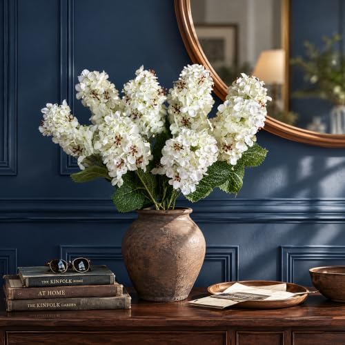 Ttranewsoo Hydrangea Artificial Flowers,Fall Hydrangeas Artificial Flowers, Fake Fall Dried Hydrangea Decoration,Faux Silk Flower with Stems Winter Decor Without Vase White 8PCS - Image 5