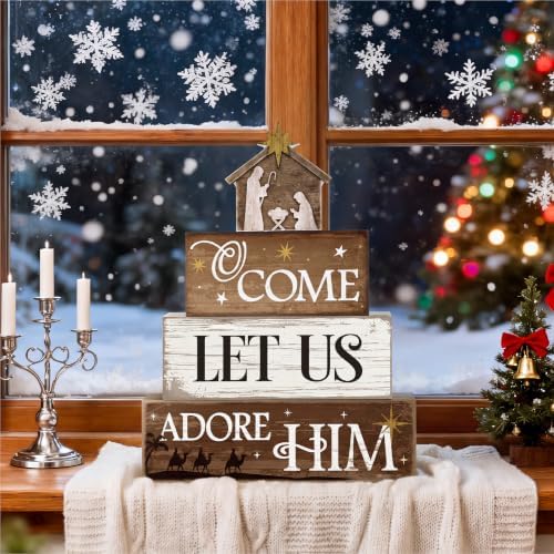 4 Pcs Christmas Table Decorations, Wooden Nativity Decor Indoor - Image 6