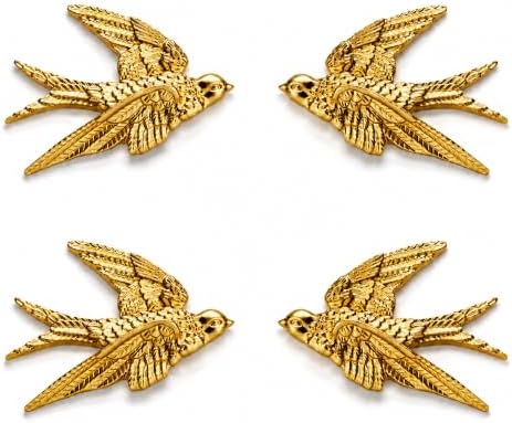 AMOIENSIS 4.75 Inch Gold Swallow Bird Wall Sculpture Set of 4 by AMOIENSIS