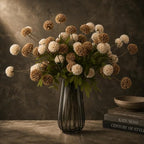 Brown Neutral Fall Decor with Vase, Artificial Chrysanthemums for Indoors by JAKY-Global