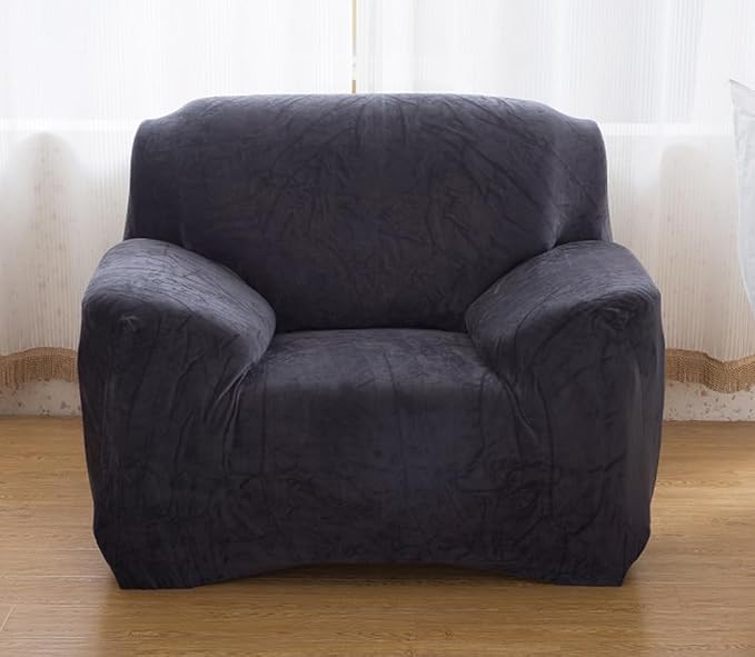 vctops 1-Piece Velvet Plush Stretch Chair Sofa Slipcover Soft Fuzzy Fluffy - Image 3