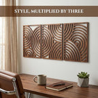 qmmp Modern Wooden Wall Sculptures - Set of 3 - Home Decor Accent - Large Wall Art for Living Room, Bedroom, Office - Easy Installation (Walnut, Large - Orbit) - Image 3