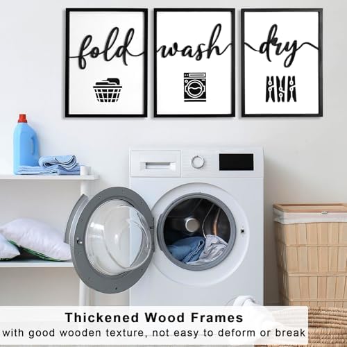 3D Wood Laundry Room Wall Decor, 36" x 16" Framed Laundry Room Wall Art, 3D Laundry Signs for Room Decor (Ready to Hang, Set of 3, Framed) - Image 4