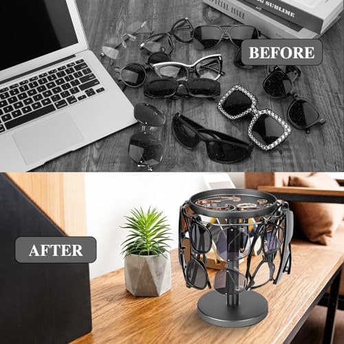 kondyfayo 360 Rotating Sunglass Organizer Glasses Holder (Titanium Black) - Image 2