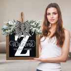 Ultra Large 14'' Last Name All Year Round Front Door Wreath with 26 Initial Letter Welcome Sign All Seasons Eucalyptus Garland and Bow Wreaths for Front Door Porch Farmhouse Decoration (Z) by Unknown