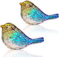 2 Pcs Multicolor Crystal Bird Figurines Handmade Home Decor by HDHYALINEDORA