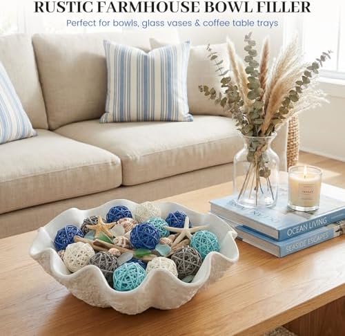 DomeStar 24PCS Blue Rattan Balls, Decorative Balls for Bowls - Image 3