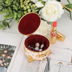 Hipiwe Vintage Round Jewelry Box Small Metal Trinket Storage Organizer - Image 4