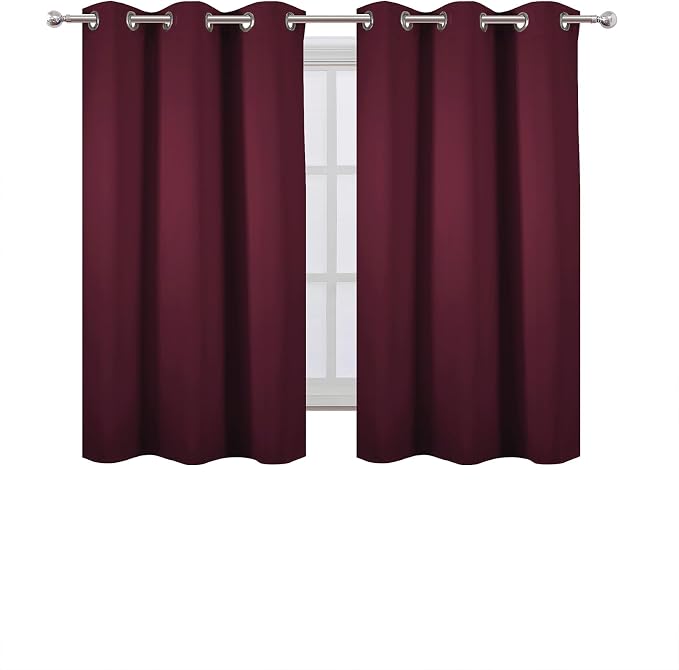 Burgundy Red Blackout Curtains 34 x 54 Inch Length/Set of 2 Curtain - Image 2