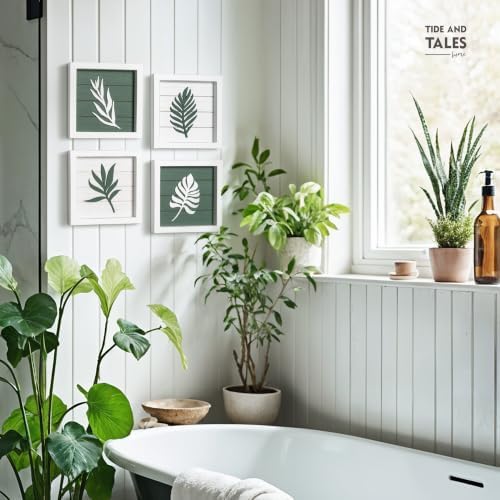Tide and Tales 3D Green Botanical Wall Art, Framed Set of 4, Leaf Decor - Image 6