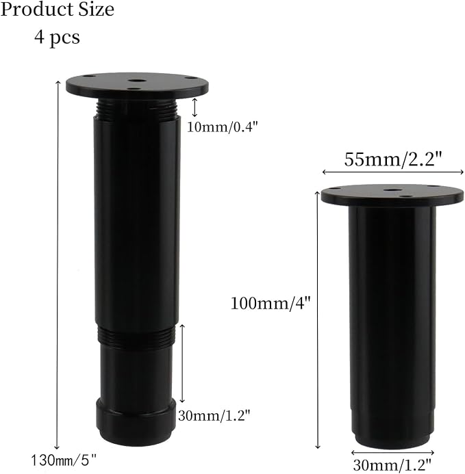 4 PCS Metal Adjustable Furniture Sofa Legs, Heavy Duty Bed Frame Center Support - Image 2