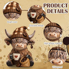 Wesiti 2 Pcs Highland Cow Figurines, Coffee Resin Statue Desk Decor - Image 4