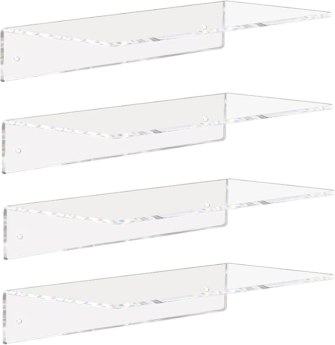 Weiai Clear Acrylic Shelves 12 Inch, Floating Wall Mounted Shelf by Weiai