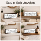 Funny Bathroom Wooden Sign, Wash Your Hands And Say Your Prayers, Funny Farmhouse Bathroom Wall Decor, Rustic Wood Restroom Sign for Home Guest Bath, Humorous Wood Bathrooms Decor, 9.5 x 3.1 Inches - Image 3