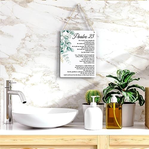 BELLOWDEER Bible Verse Psalm 23 Christian Gifts, Inspirational Wall Decor, Scripture Wall Art Wooden Hanging Sign for Modern Home Office Bathroom Bedroom Wall Art Decor 8x10 Inches - Image 5