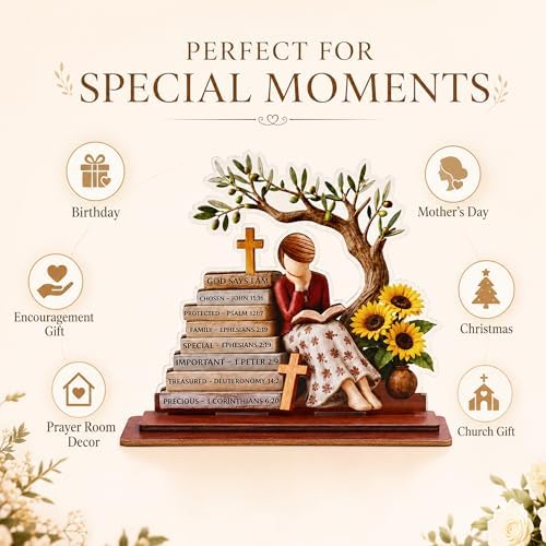 Religious Gifts for Women, God Says I Am Bible Verse Desk Decor for Her - Image 6
