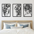 CHENGU 3 Pieces Metal Minimalist Abstract Woman Wall Art Line Drawing Wall Art Decor Single Line Female Home Hanging for Kitchen Bathroom Living Room by CHENGU