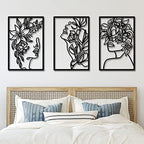 CHENGU 3 Pieces Metal Minimalist Abstract Woman Wall Art Line Drawing Wall Art Decor Single Line Female Home Hanging for Kitchen Bathroom Living Room by CHENGU