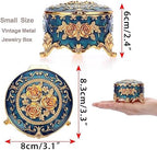 Hipiwe Antique Metal Jewelry Box Ring Earring Treasure Chest Case, Small - Image 5