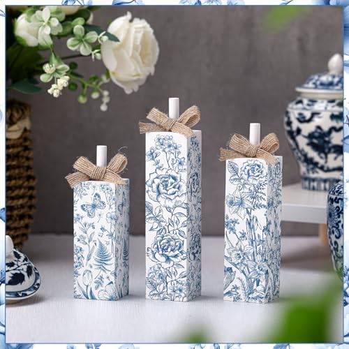 MiniInflat Chinoiserie 3 Pcs Table Decor, Wooden Block Sign Tiered Tray - Image 3