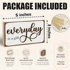 3x5 Inspirational Wooden Block Sign, Everyday Is a Gift, Rustic - Image 2