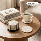 Lazebox Coasters Set of 8 for Drinks, 4 Inch Large Coasters for Coffee Table, Tabletop Protection for Hot & Cold Drinks, Versatile Coasters for Home Decor, Non-Slip & Easy to Clean, Mixed Brown - Image 2