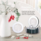 Jetec Mirrored Glass Coaster Set of 6 with 1 Holder 4" Crushed Diamond Round Cup Mat Glitter Crystal Rhinestone Glass Coaster Bling Table Decor for Bar Kitchen Gift for Christmas(White,4 Inch) - Image 5