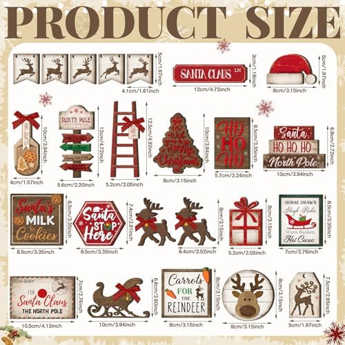 Croblissful 23 Pcs Christmas Tiered Tray Decor set, Red, Elk - Image 2