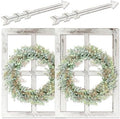 WAKOSAN Rustic Wood Window Frame Wall Decor with Wreath & Arrows by WAKOSAN