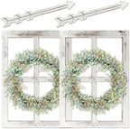 WAKOSAN Rustic Wood Window Frame Wall Decor with Wreath & Arrows by WAKOSAN