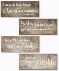 4 Pieces Bible Verses Wall Decor Brown Bathroom Decor Christian Signs Religious Art for Home Motivational Prayer Wall Art for Living Room Office Bedroom Bathroom(Brown,10x4") by Unknown