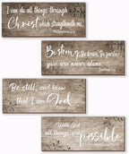 4 Pieces Bible Verses Wall Decor Brown Bathroom Decor Christian Signs Religious Art for Home Motivational Prayer Wall Art for Living Room Office Bedroom Bathroom(Brown,10x4") by Unknown
