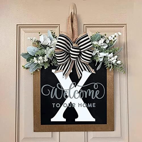 Last Name Front Porch Decor,Welcome Sign Front Door Wreath,Porch Decorations Outdoor,26 Letter Wreaths Front Door Hanging,Spring Wreaths for Front Door,Front Door Wreaths for All Seasons Monogram (X) - Image 4