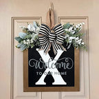 Last Name Front Porch Decor,Welcome Sign Front Door Wreath,Porch Decorations Outdoor,26 Letter Wreaths Front Door Hanging,Spring Wreaths for Front Door,Front Door Wreaths for All Seasons Monogram (X) - Image 4