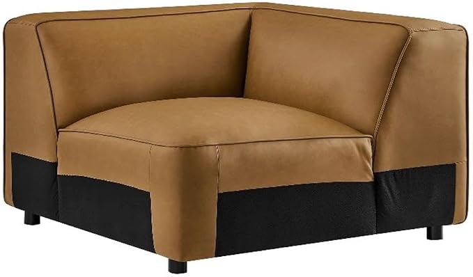 Modway Auren Vegan Leather Corner Modular Chair in Camel by Modway