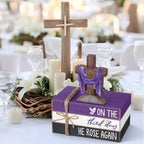Geelin 4 Pcs Easter Christian Table Decoration Wooden Book Stack Signs - Image 6