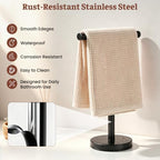 Hand Towel Holder Stand, Freestanding Bathroom Towel Rack, Black - Image 4