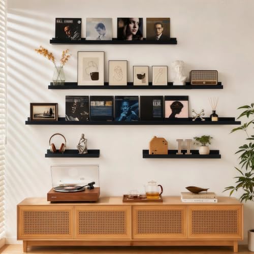 24inch Long Floating Shelves for Wall Decor, 3-Set Shelves with Lip, Black - Image 6