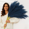 Blue Pampas Grass, 9 PCS 37''/3.1FT Tall Fluffy Fake Pompas Floral, Large Faux Pompous Grass Branches for Floor Vase Fillers, Boho Farmhouse Room Wedding Decor (Blue) by QUBITFUL