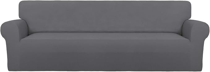 PureFit Stretch Couch Covers for Sofa 4 Seater Slipcovers Gray | 1-Piece Sofa by PureFit
