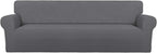 PureFit Stretch Couch Covers for Sofa 4 Seater Slipcovers Gray | 1-Piece Sofa by PureFit