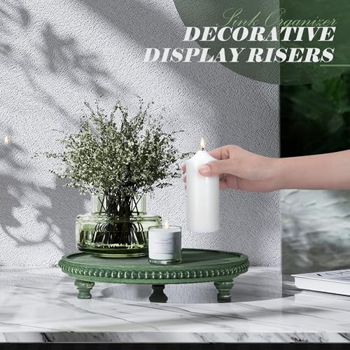 EOSAHR Beaded Round Display Riser for Farmhouse Home Decor, Green - Image 3
