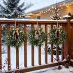6 Pcs Small 4th of July Hanging Wreaths for Cabinets Patriotic Mini Candle Ring Wreath with Red White Blue Flowers Artificial Independence Day Wreath for Front Door (4, Winter White Berry) - Image 7