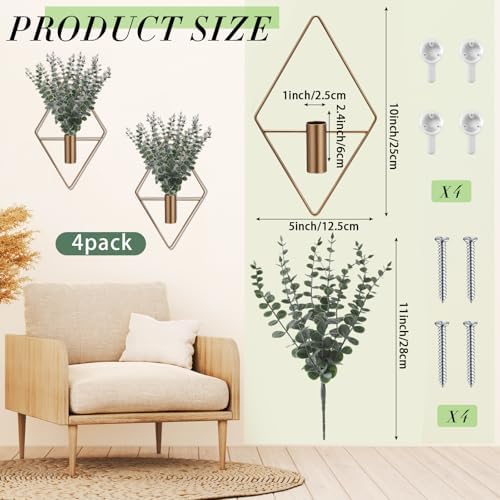 Jexine 2 Pcs Hanging Artificial Planters Wall Decor, Antique, Eucalyptus - Image 2