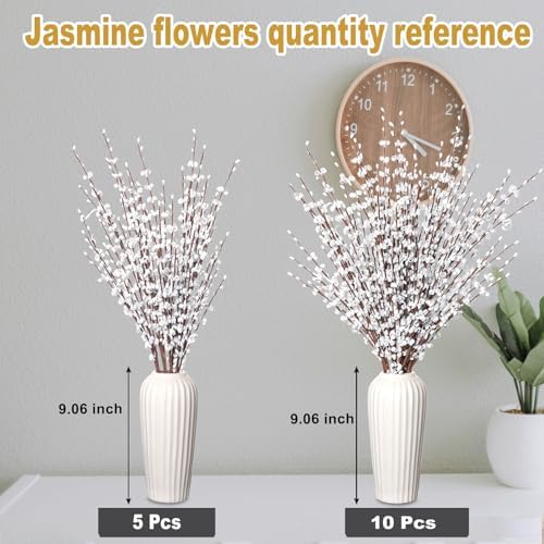 5Pcs White 29.5" Artificial Jasmine Flowers for Christmas DIY Wreath Decor - Image 7