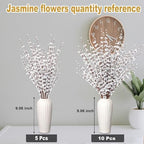 5Pcs White 29.5" Artificial Jasmine Flowers for Christmas DIY Wreath Decor - Image 7