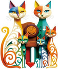 Wesiti Metal Cat Wall Art Decor Colorful Sculptural Mid Century 12.6x15.7 by Wesiti