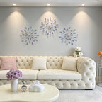 ZEXUIRU 3 Set Silver Starburst Wall Art for Home Decor Metal Bling Crystal Rhinestones Sunburst Wall Decor Sparkling Rhinestone Art Accent Silver - 13in - Image 6